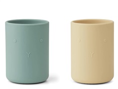 Liewood rabbit peppermint wheat yellow mix silicone cup Ethan (2-pack)